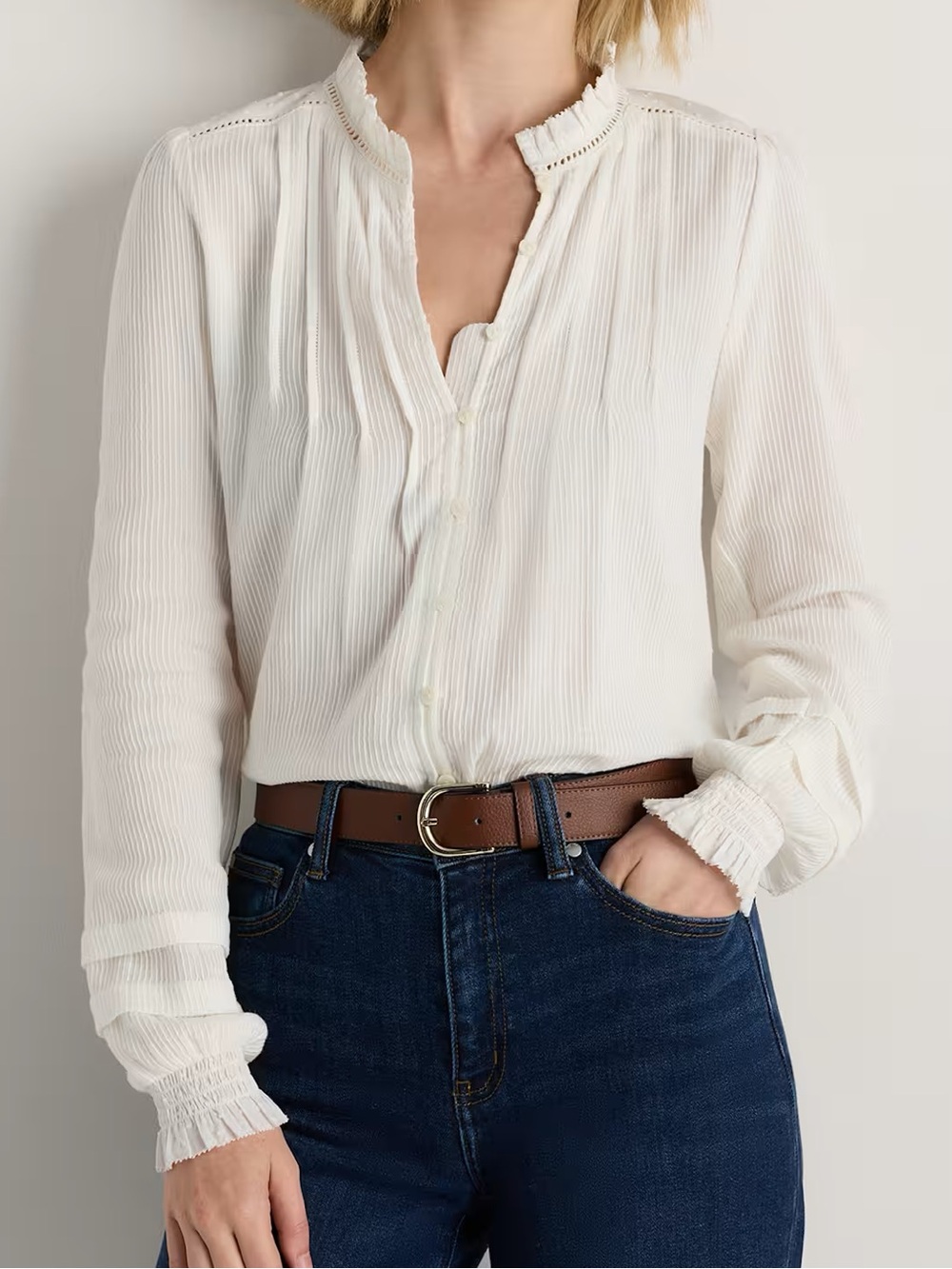 Quince Organic Textured Cotton Blouse - XS